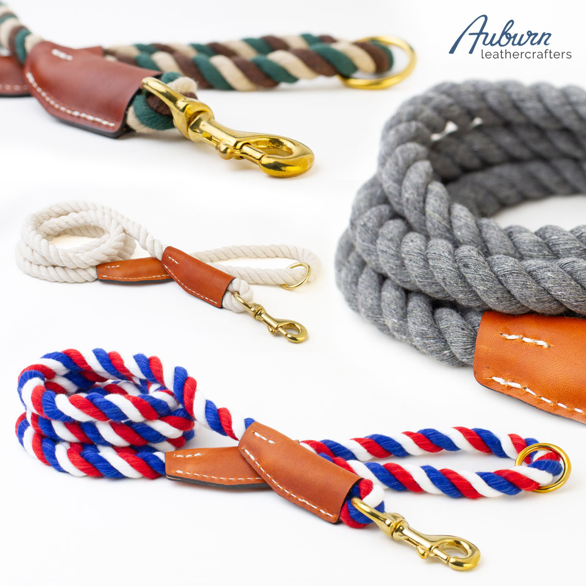 Auburnオーバーンコットン&レザーロープリーシュヘッダー
