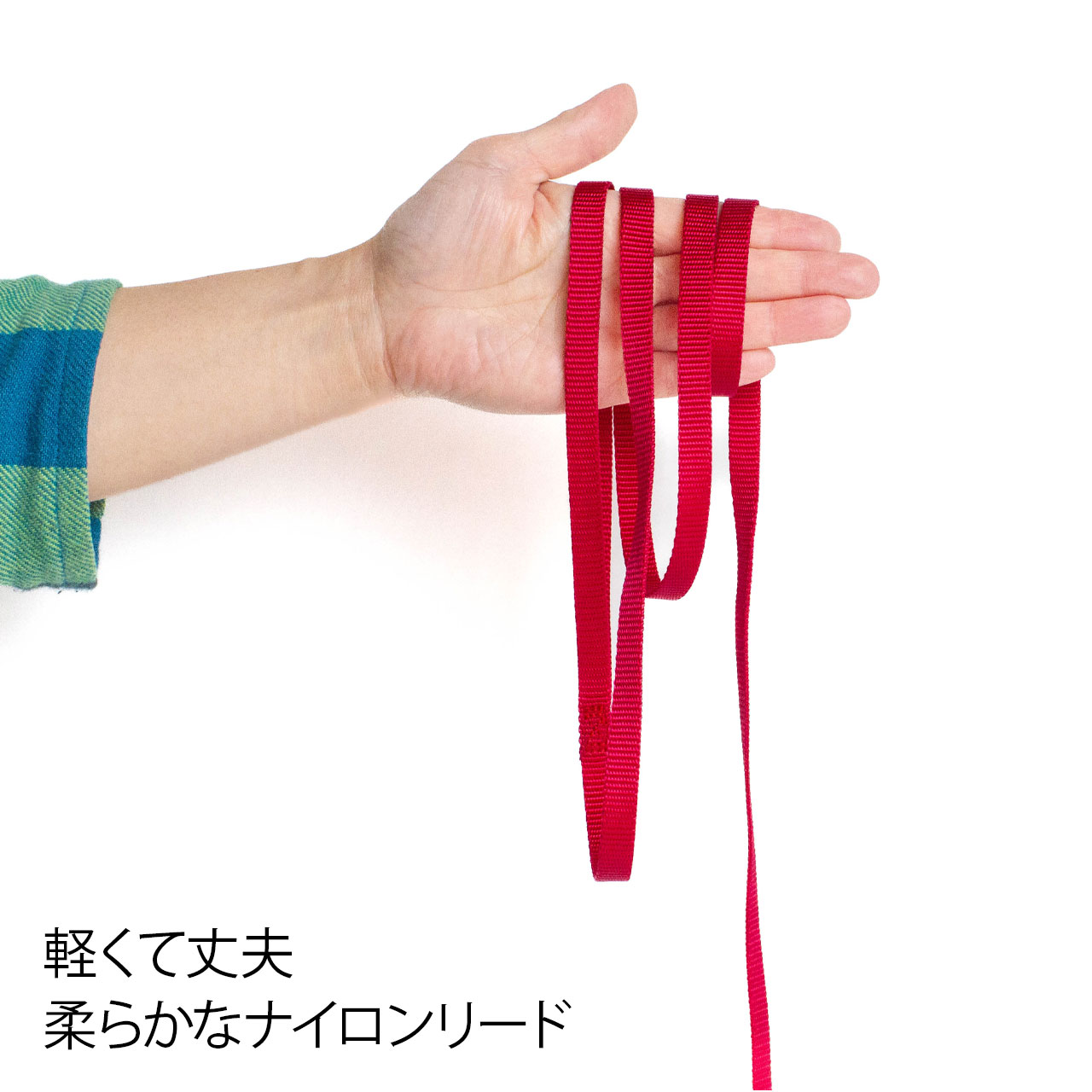 プレミアナイロンリード1cm幅×180cm持った感じ