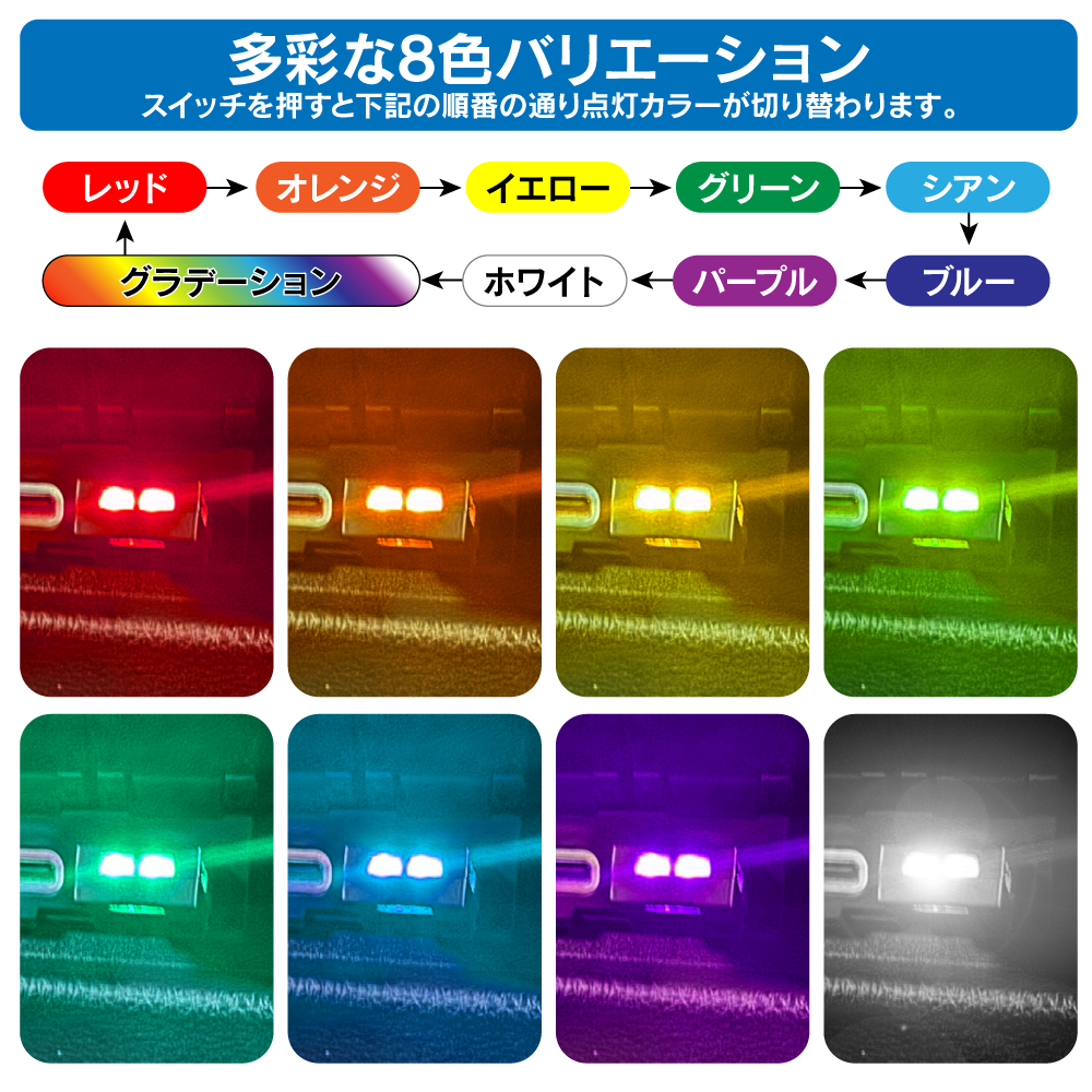 Type-C Type-A LEDライト 8色 LEDイルミネーションライト 車内 車載